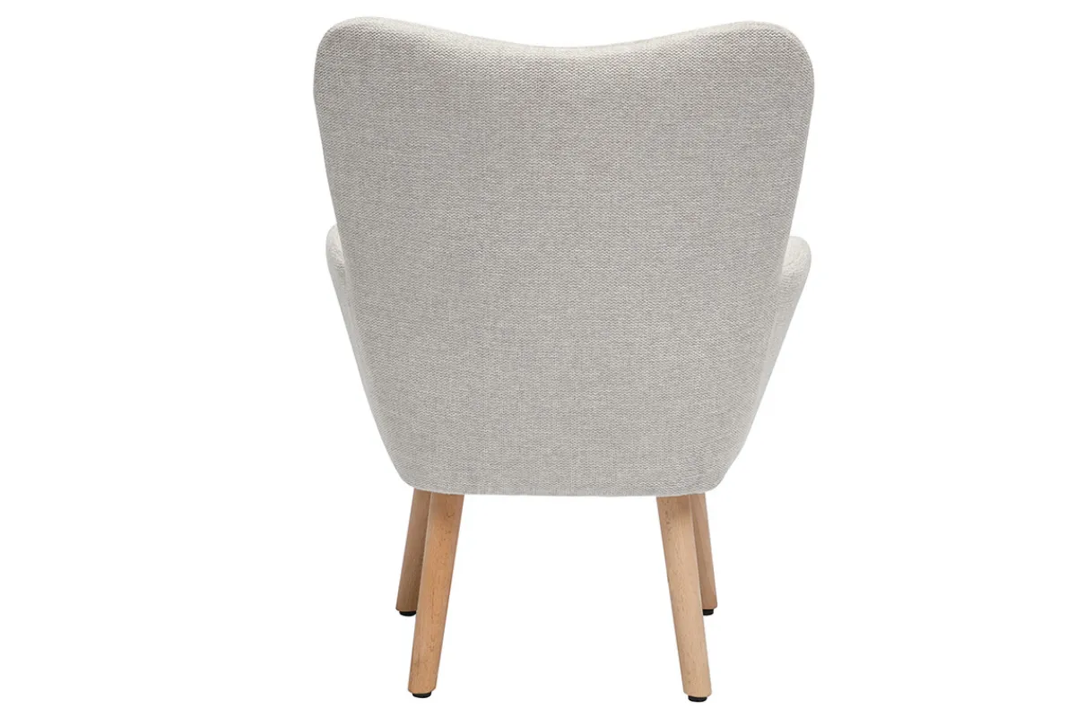 Miliboo Skandinavischer Kindersessel aus beigem Textur-Veloursstoff und hellem Holz BABY BRISTOL*Kinder Kindersessel