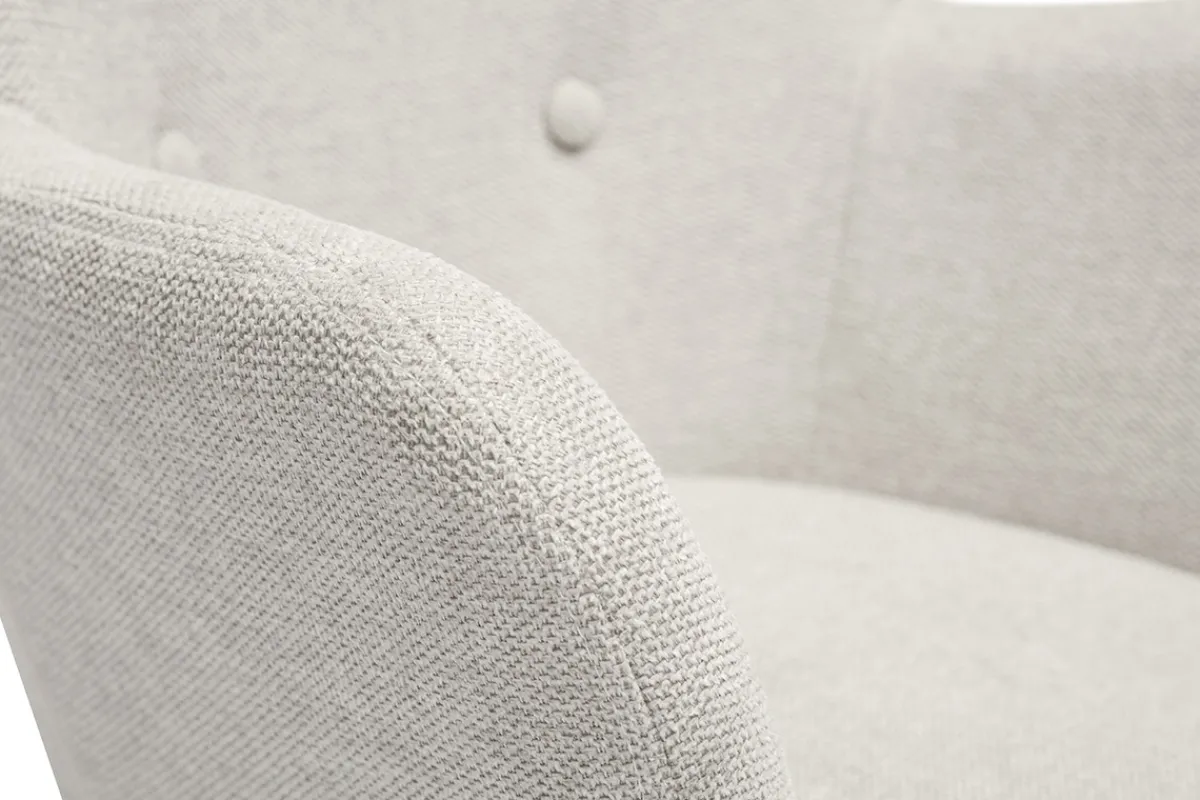 Miliboo Skandinavischer Kindersessel aus beigem Textur-Veloursstoff und hellem Holz BABY BRISTOL*Kinder Kindersessel