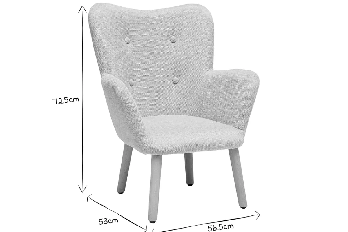 Miliboo Skandinavischer Kindersessel aus beigem Textur-Veloursstoff und hellem Holz BABY BRISTOL*Kinder Kindersessel