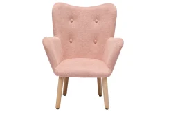 Miliboo Skandinavischer Kinderstuhl aus rosa Stoff mit Texturoberfläche und hellem Holz BABY BRISTOL*Kinder Kindersessel