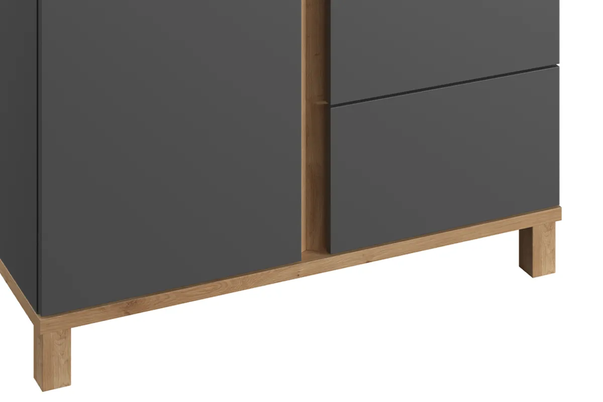 Miliboo Skandinavischer Kleiderschrank mit Garderobe und Regal in Anthrazitgrau und Holz EILIE*Kinder Schränke|Aufbewahrungsmöbel Für Kinder