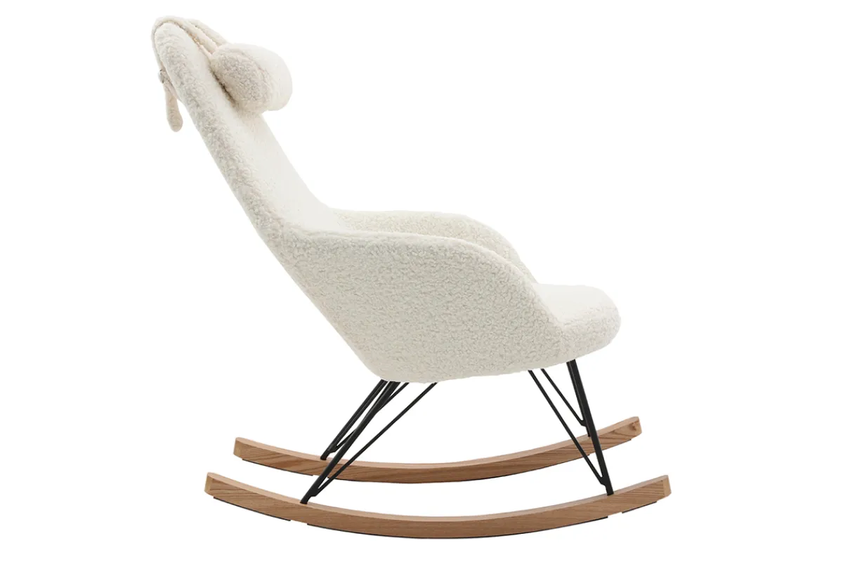 Miliboo Skandinavischer Schaukelstuhl Stoff Schaffell Weiß JHENE* Design-sessel|Schaukelstühle