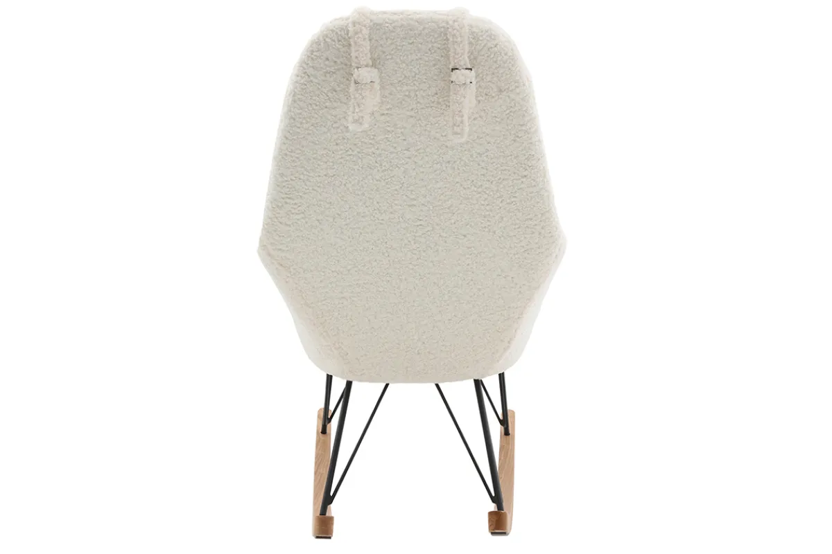 Miliboo Skandinavischer Schaukelstuhl Stoff Schaffell Weiß JHENE* Design-sessel|Schaukelstühle