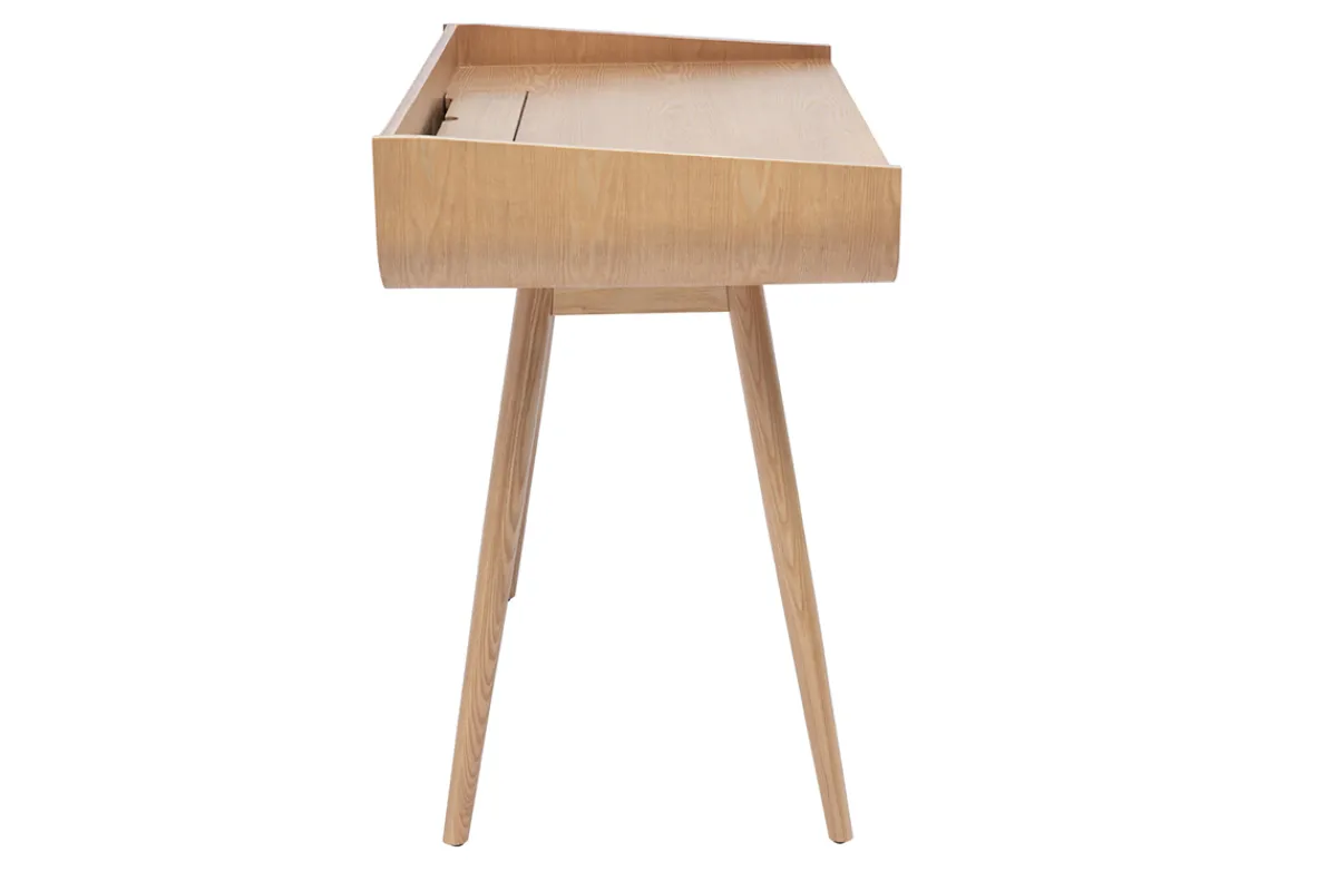 Miliboo Skandinavischer Schreibtisch mit Stauraum 2 Schubladen in hellem Holz B100 cm HALLEN* Design-schreibtische