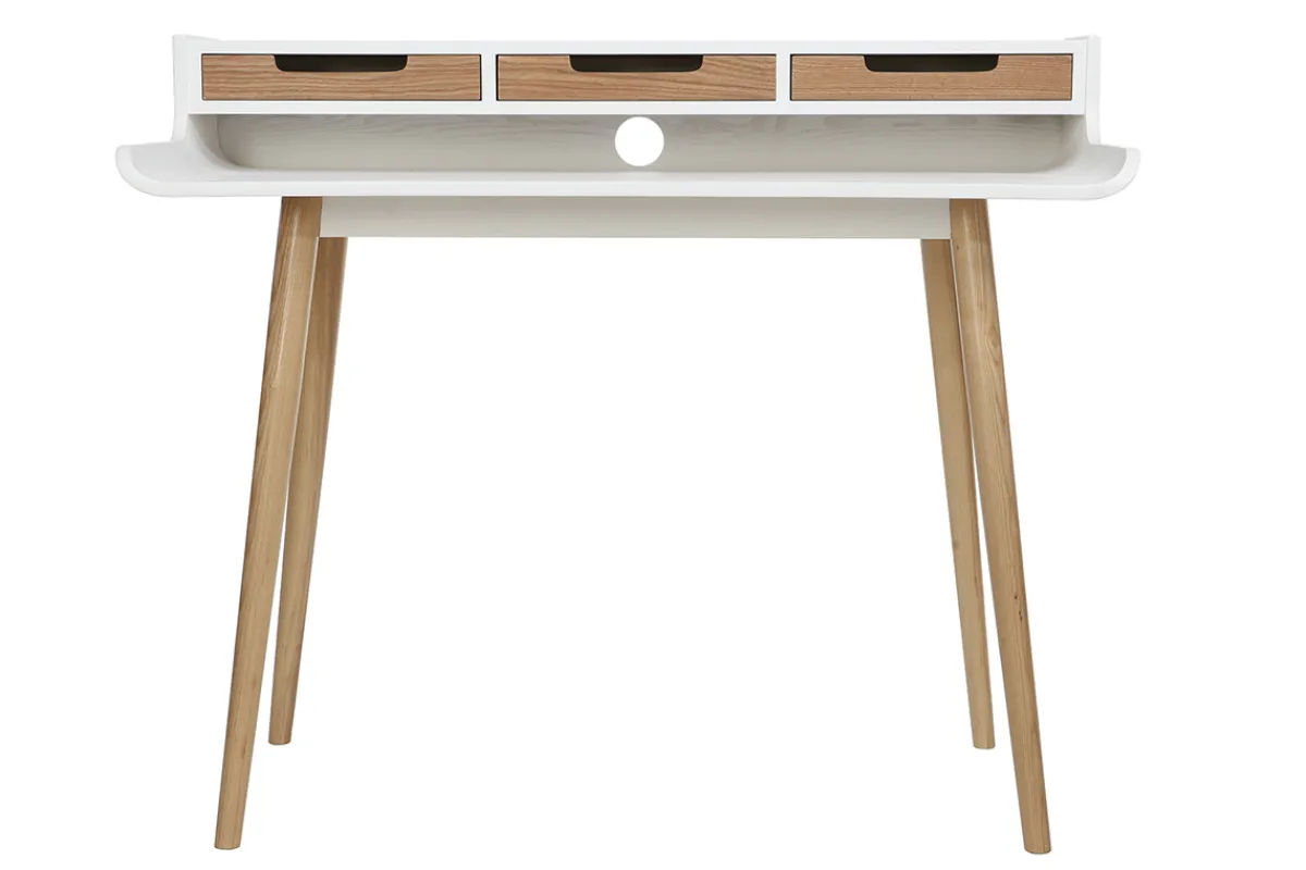 Miliboo Skandinavischer Schreibtisch weißes Holz mit Aufbewahrungsmöglichkeiten OPUS* Design-schreibtische