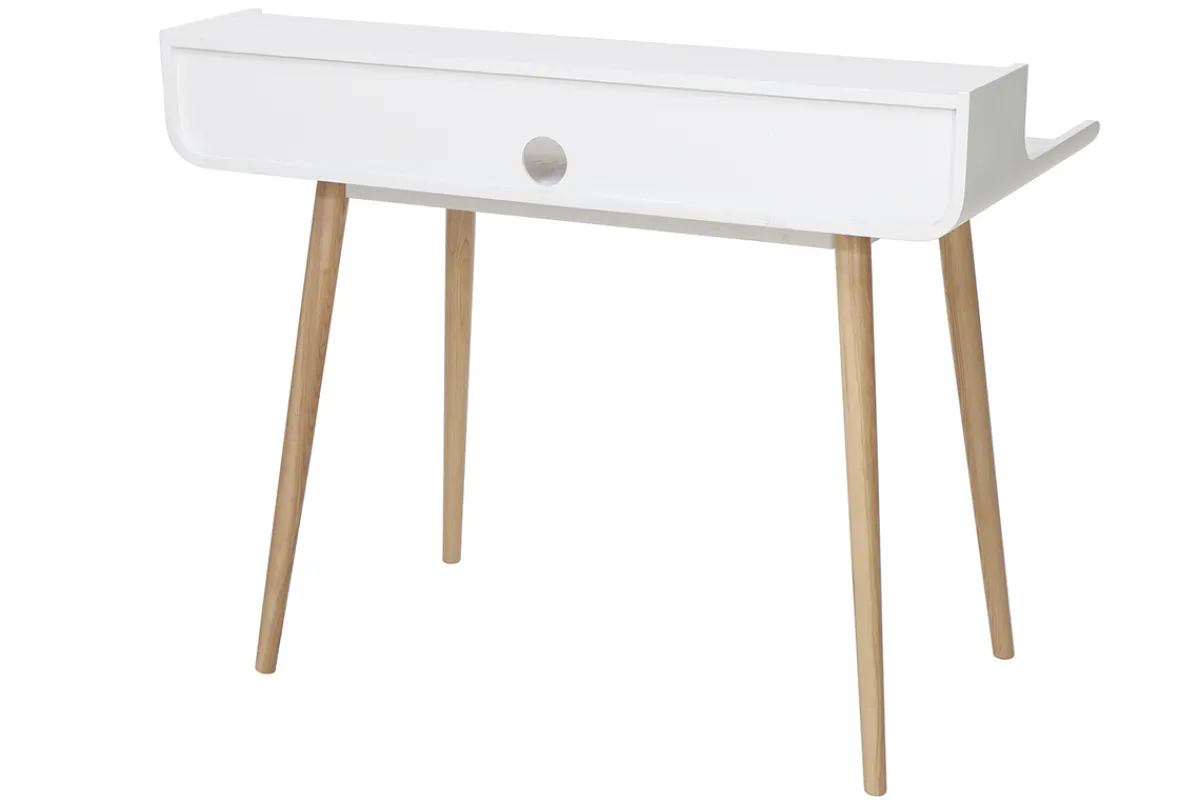 Miliboo Skandinavischer Schreibtisch weißes Holz mit Aufbewahrungsmöglichkeiten OPUS* Design-schreibtische