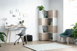 Miliboo Skandinavischer Schreibtisch weißes Holz mit Aufbewahrungsmöglichkeiten OPUS* Design-schreibtische