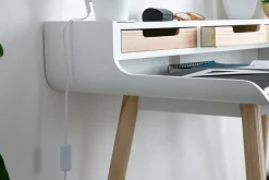 Miliboo Skandinavischer Schreibtisch weißes Holz mit Aufbewahrungsmöglichkeiten OPUS* Design-schreibtische