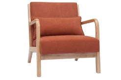 Miliboo Skandinavischer Sessel aus rostbraunem Stoff mit Samteffekt und hellem Massivholz DERRY* Design-sessel|Sessel