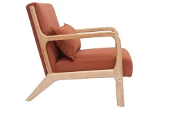 Miliboo Skandinavischer Sessel aus rostbraunem Stoff mit Samteffekt und hellem Massivholz DERRY* Design-sessel|Sessel