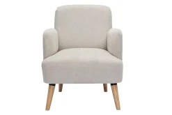 Miliboo Skandinavischer Sessel aus beigem Stoff mit Samteffekt und Holz ISKO* Design-sessel|Sessel