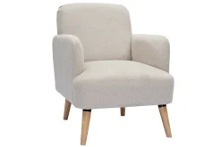 Miliboo Skandinavischer Sessel aus beigem Stoff mit Samteffekt und Holz ISKO* Design-sessel|Sessel