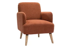 Miliboo Skandinavischer Sessel aus rostbraunem Stoff mit Samteffekt und Holz ISKO* Design-sessel|Sessel
