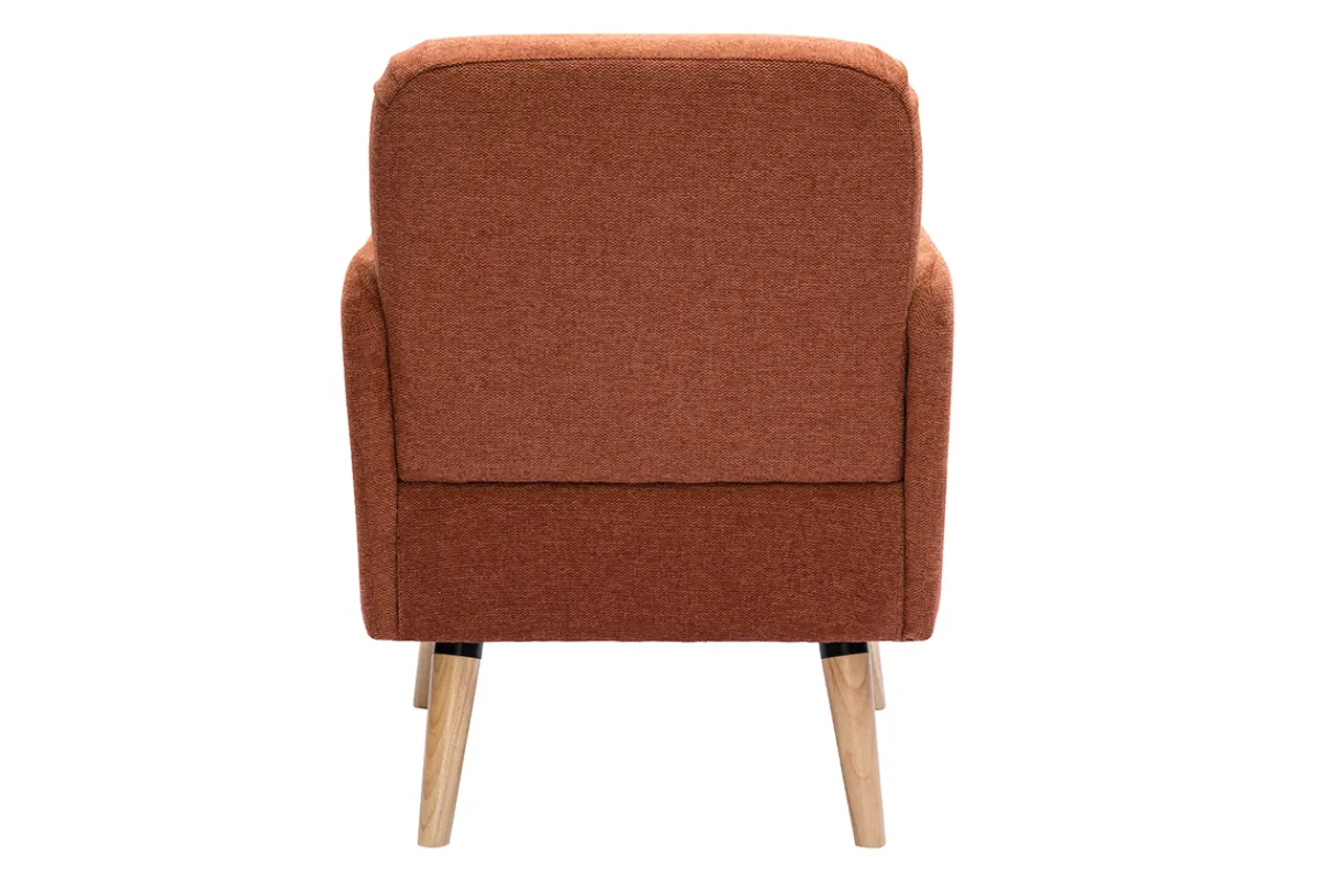 Miliboo Skandinavischer Sessel aus rostbraunem Stoff mit Samteffekt und Holz ISKO* Design-sessel|Sessel