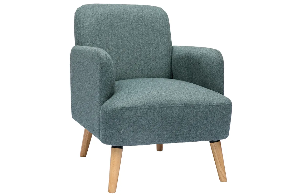 Miliboo Skandinavischer Sessel aus graugrünem Stoff und hellem Holz ISKO* Design-sessel|Sessel
