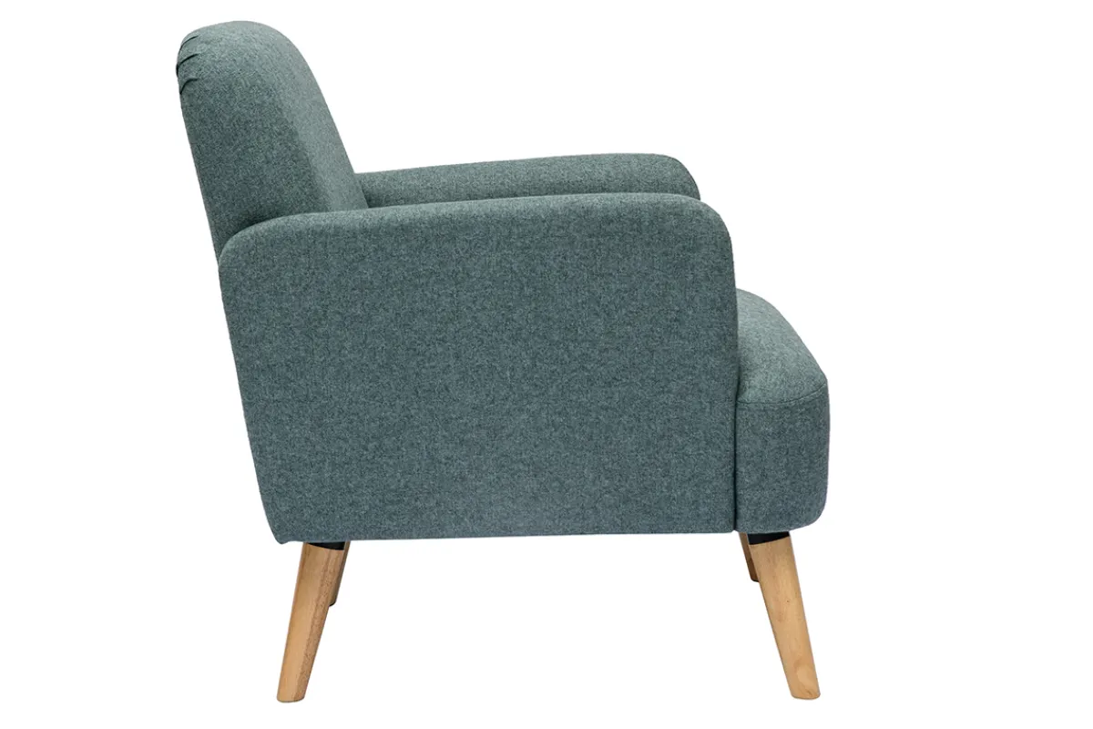 Miliboo Skandinavischer Sessel aus graugrünem Stoff und hellem Holz ISKO* Design-sessel|Sessel