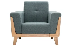 Miliboo Skandinavischer Sessel aus graugrünem Stoff und hellem Holz FJORD* Design-sessel|Sessel