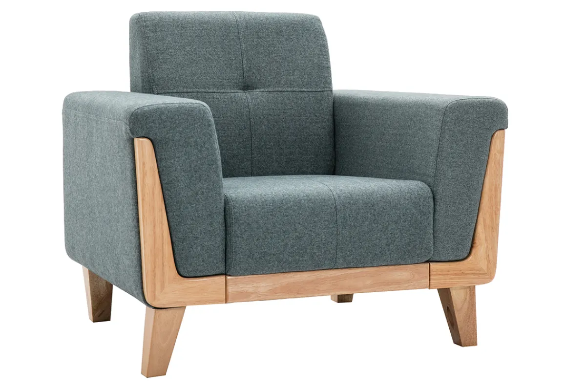 Miliboo Skandinavischer Sessel aus graugrünem Stoff und hellem Holz FJORD* Design-sessel|Sessel