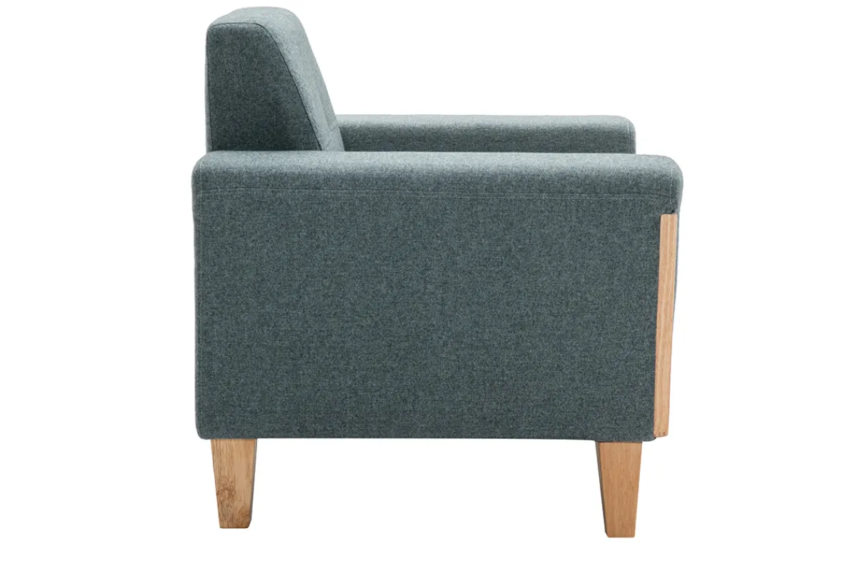 Miliboo Skandinavischer Sessel aus graugrünem Stoff und hellem Holz FJORD* Design-sessel|Sessel