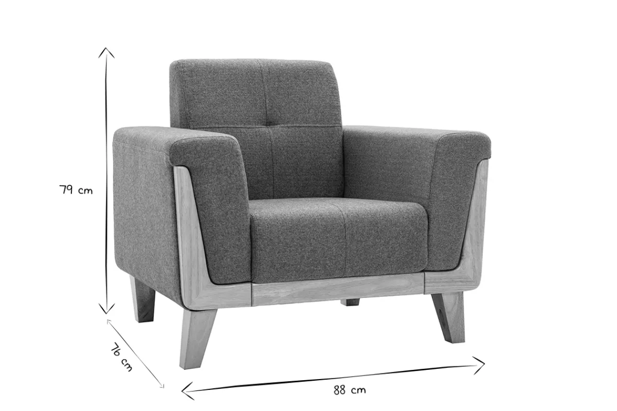 Miliboo Skandinavischer Sessel aus graugrünem Stoff und hellem Holz FJORD* Design-sessel|Sessel