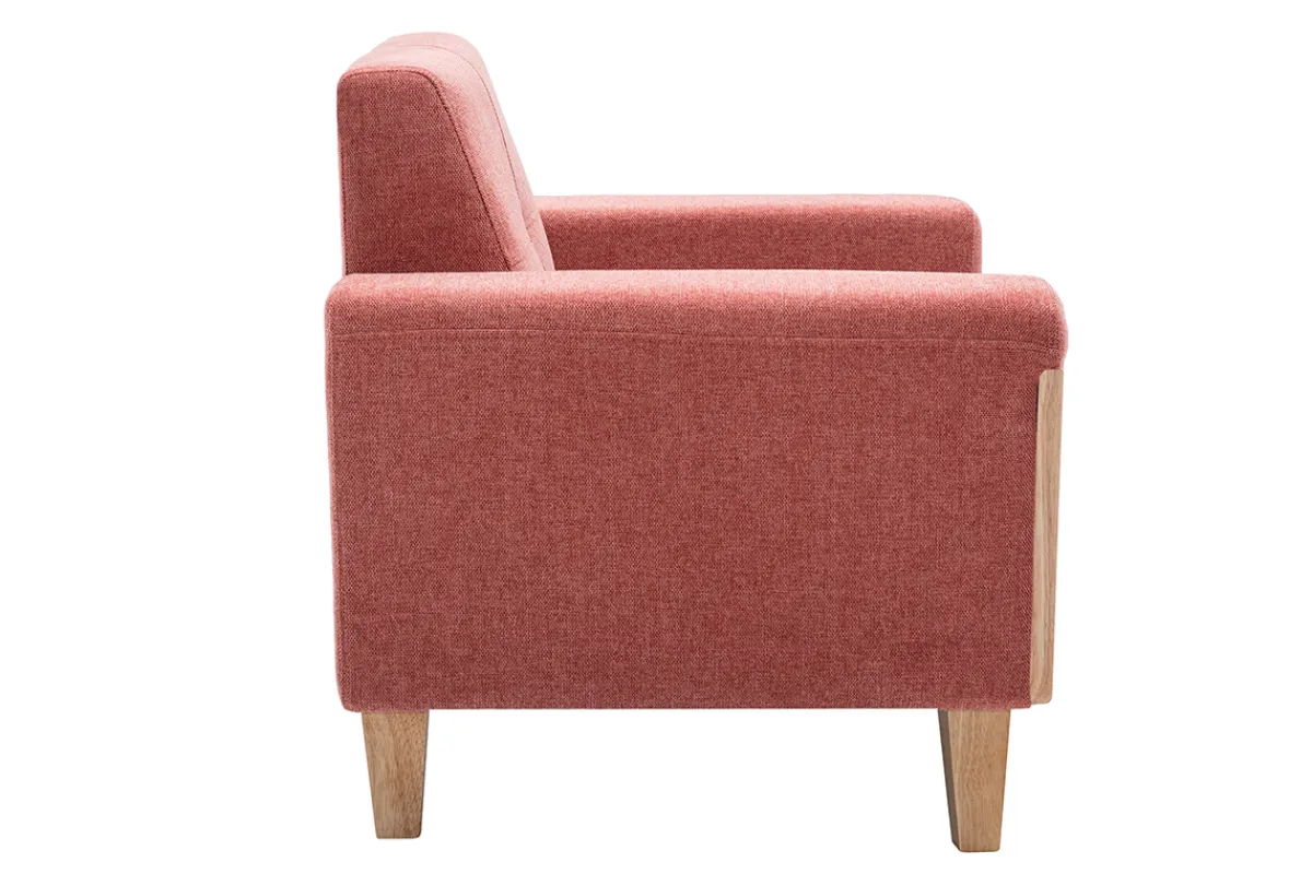 Miliboo Skandinavischer Sessel aus terracottafarbenem Stoff und hellem Holz FJORD* Design-sessel|Sessel