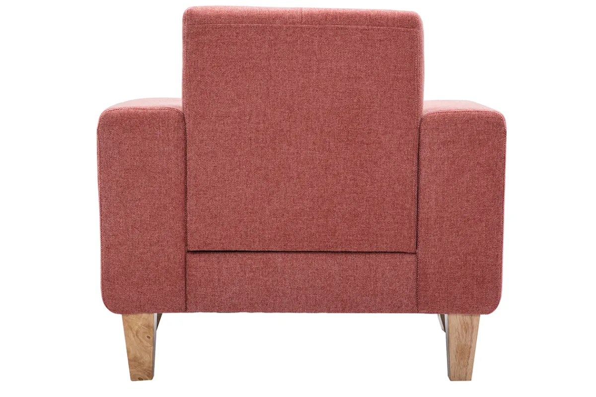 Miliboo Skandinavischer Sessel aus terracottafarbenem Stoff und hellem Holz FJORD* Design-sessel|Sessel