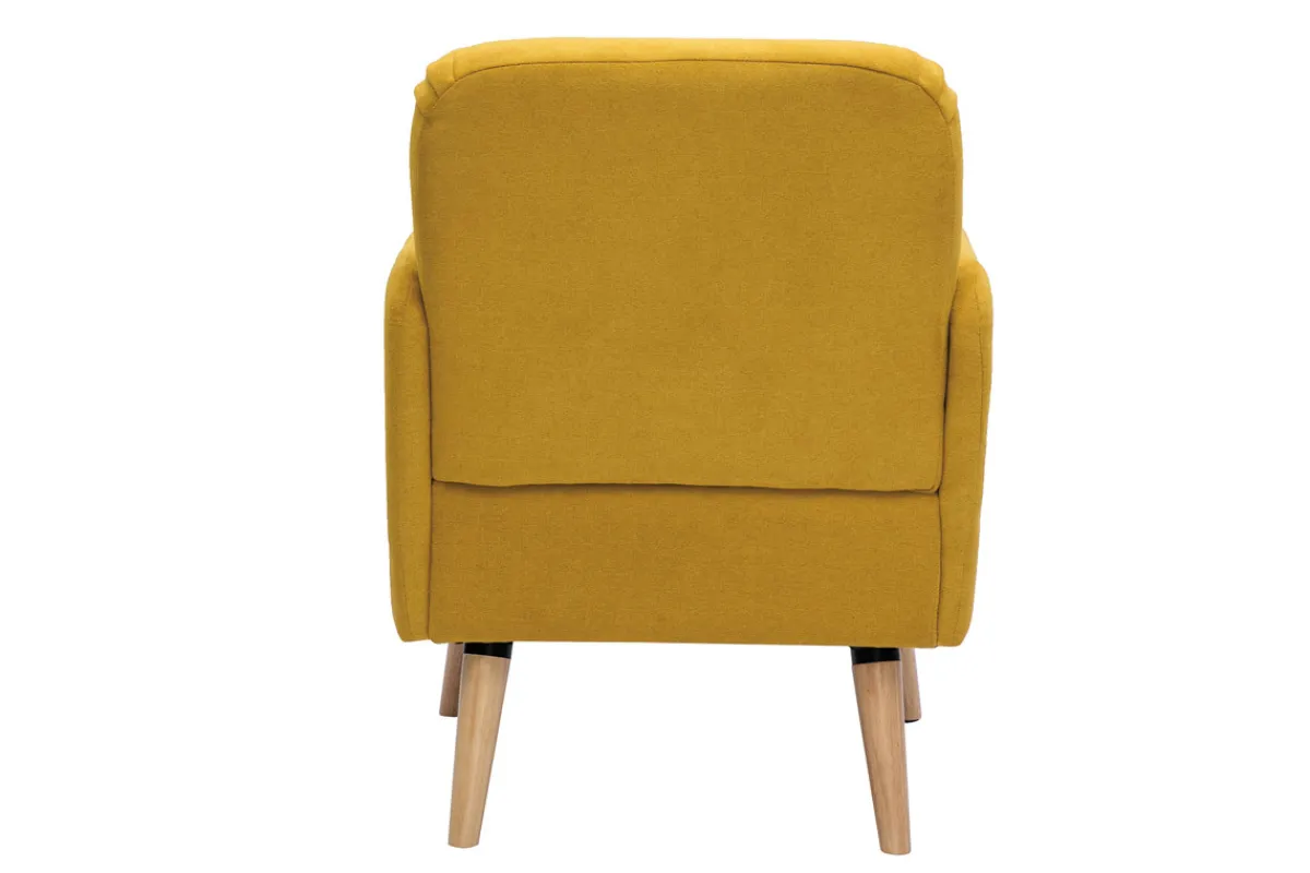 Miliboo Skandinavischer Sessel aus senfgelbem Stoff mit Samteffekt und Holz ISKO* Design-sessel|Sessel