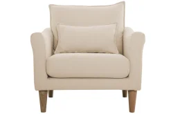 Miliboo Skandinavischer Sessel aus beigem Stoff und massivem Hevea-Holz KATE* Design-sessel|Sessel