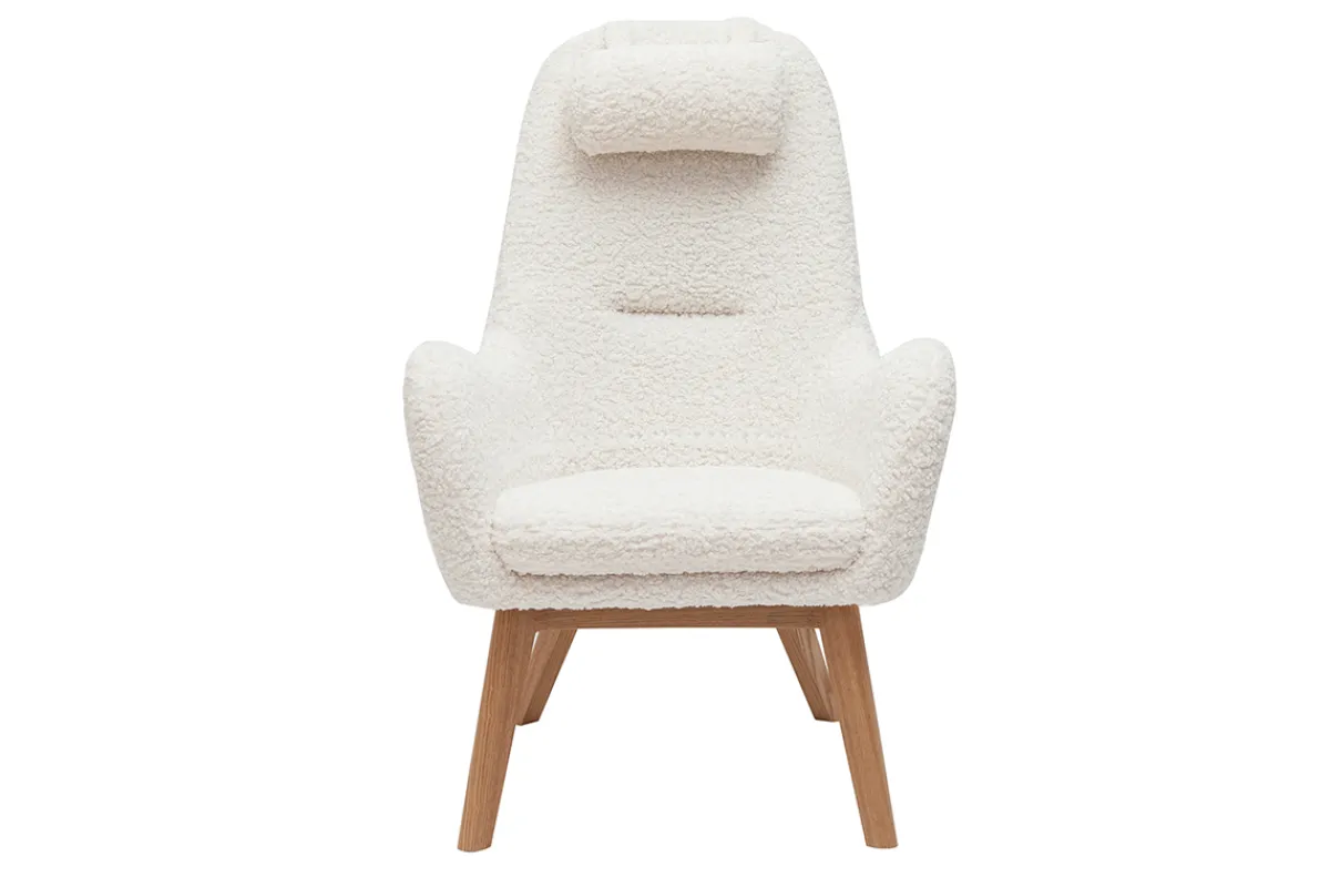 Miliboo Skandinavischer Sessel aus Stoff mit Woll-Effekt und Holz MANIA* Design-sessel|Sessel
