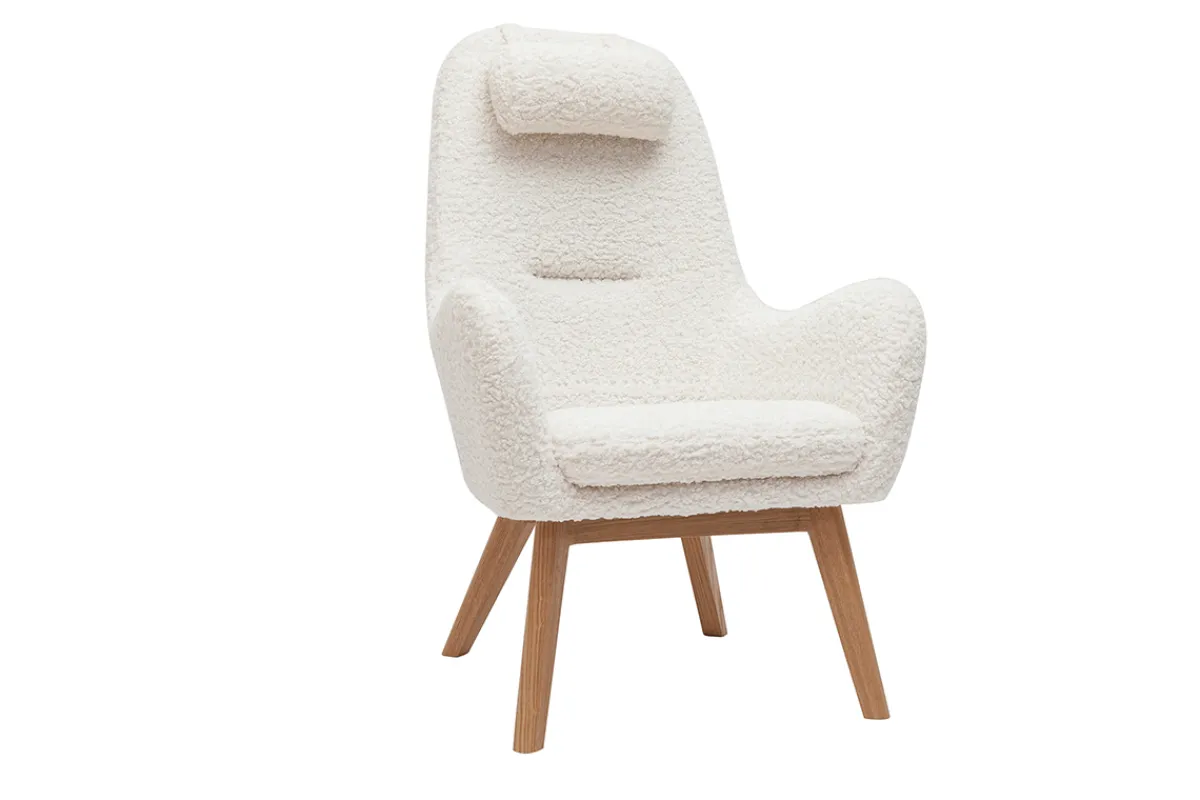 Miliboo Skandinavischer Sessel aus Stoff mit Woll-Effekt und Holz MANIA* Design-sessel|Sessel
