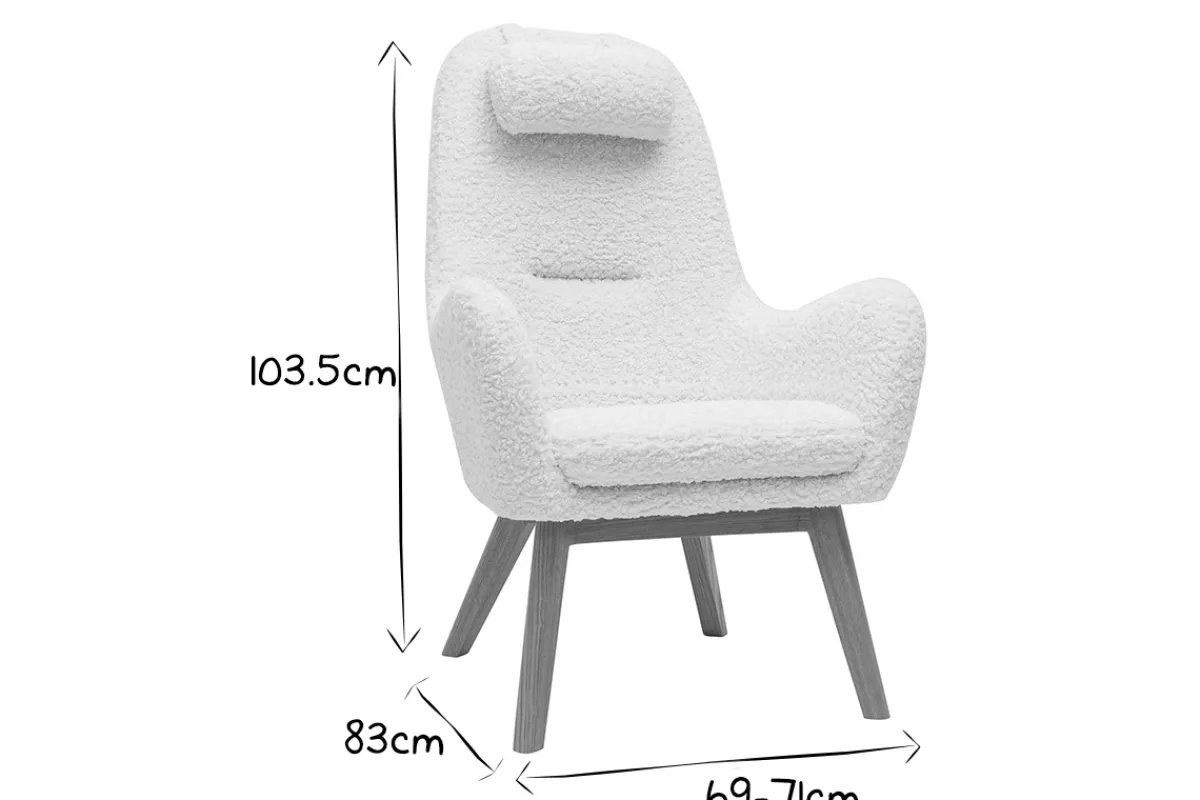 Miliboo Skandinavischer Sessel aus Stoff mit Woll-Effekt und Holz MANIA* Design-sessel|Sessel