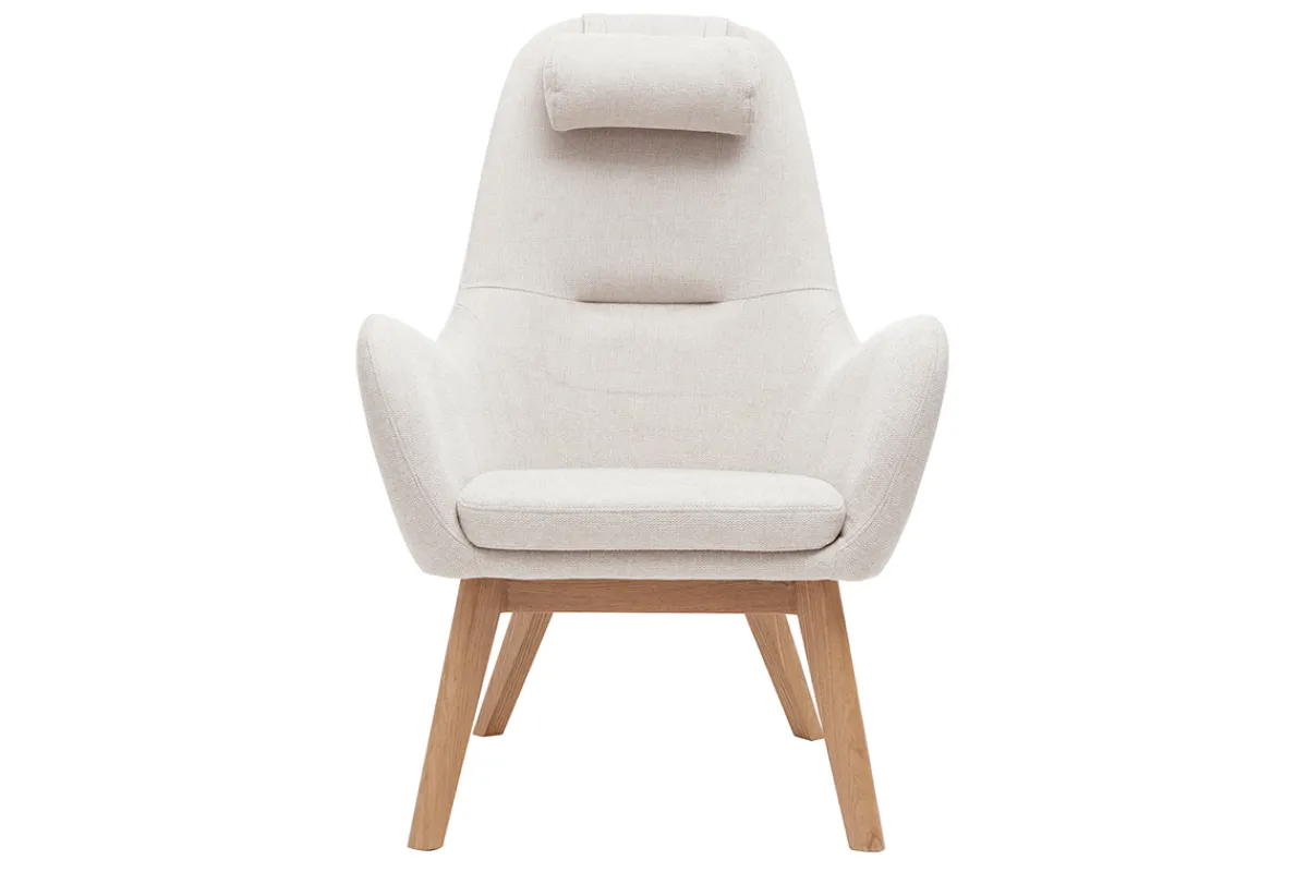 Miliboo Skandinavischer Sessel aus beigem Stoff mit hellem Holz MANIA* Design-sessel|Sessel