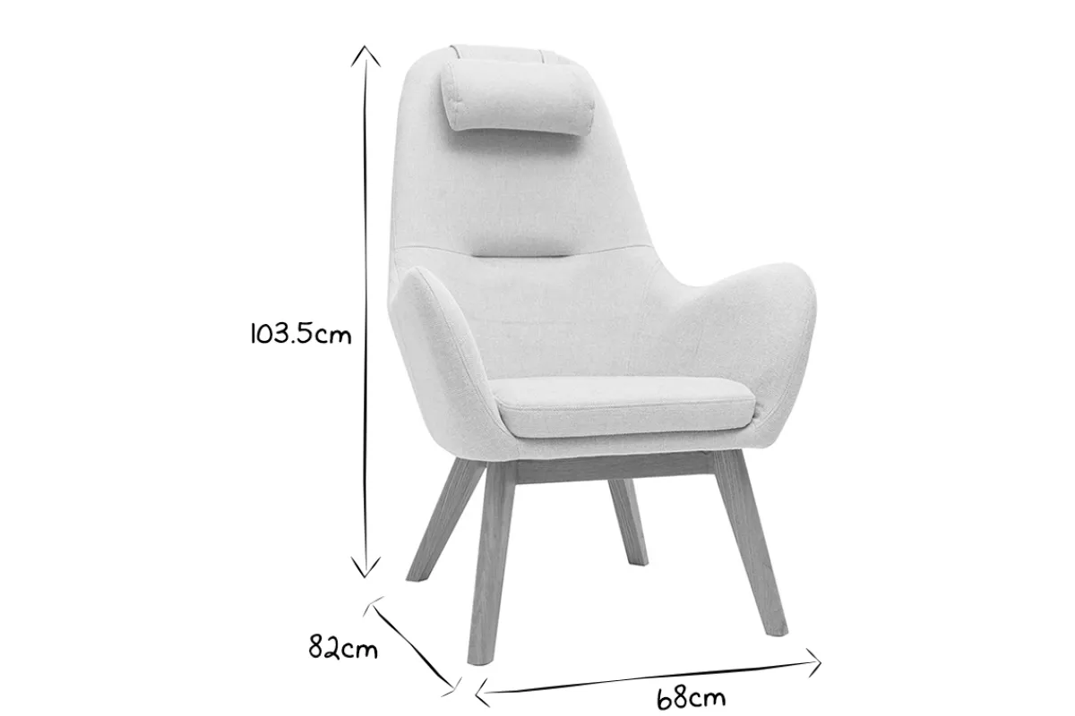 Miliboo Skandinavischer Sessel aus beigem Stoff mit hellem Holz MANIA* Design-sessel|Sessel
