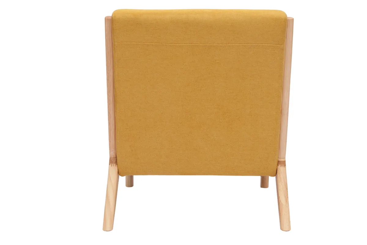 Miliboo Skandinavischer Sessel aus senfgelbem Stoff mit Samteffekt und hellem Massivholz DERRY* Design-sessel|Sessel