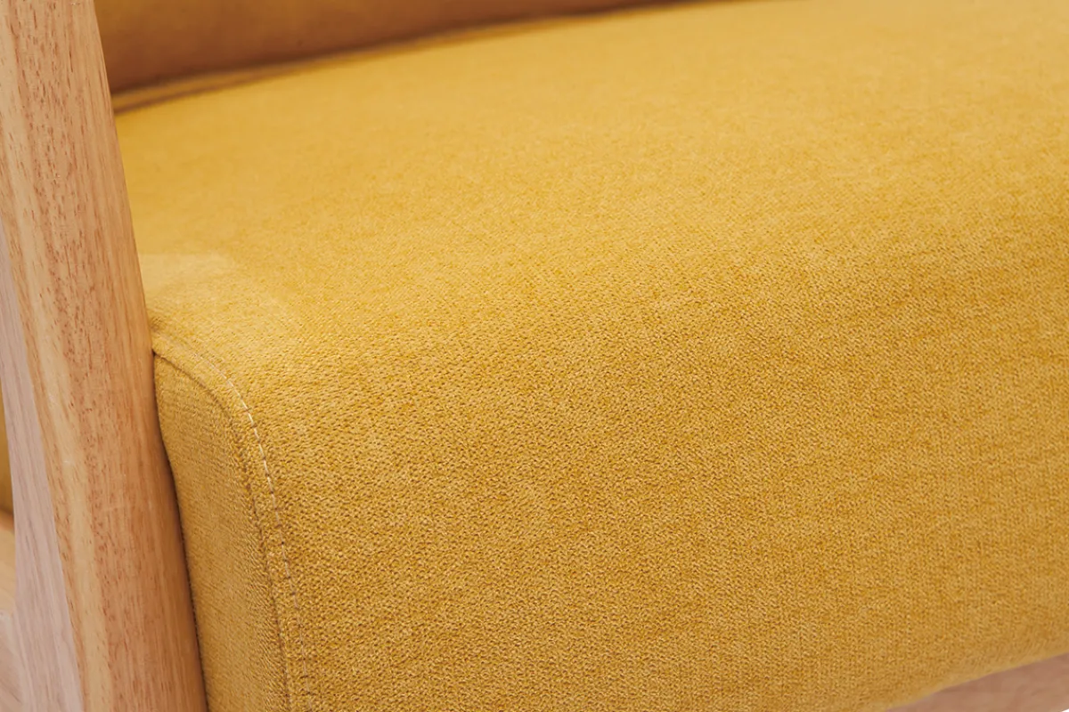 Miliboo Skandinavischer Sessel aus senfgelbem Stoff mit Samteffekt und hellem Massivholz DERRY* Design-sessel|Sessel