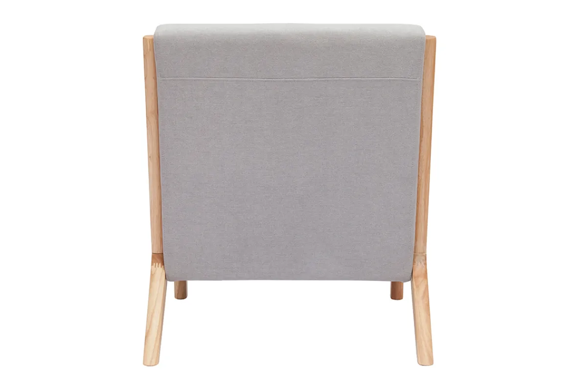 Miliboo Skandinavischer Sessel aus hellgrauem Stoff mit Samteffekt und hellem Massivholz DERRY* Design-sessel|Sessel