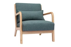Miliboo Skandinavischer Sessel aus graugrünem Stoff mit Samteffekt und hellem Massivholz DERRY* Design-sessel|Sessel