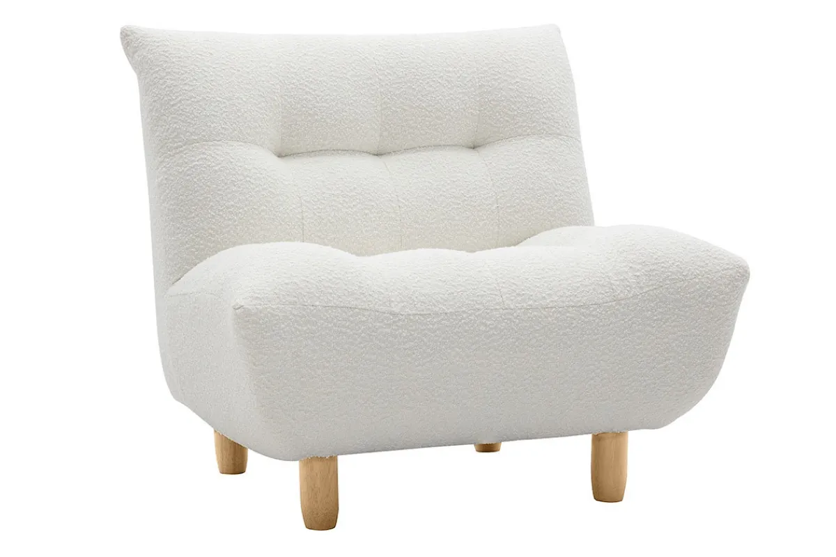 Miliboo Skandinavischer Sessel aus weißem Stoff mit Bouclé-Wolleffekt und hellem Holz YUMI* Design-sessel|Sessel