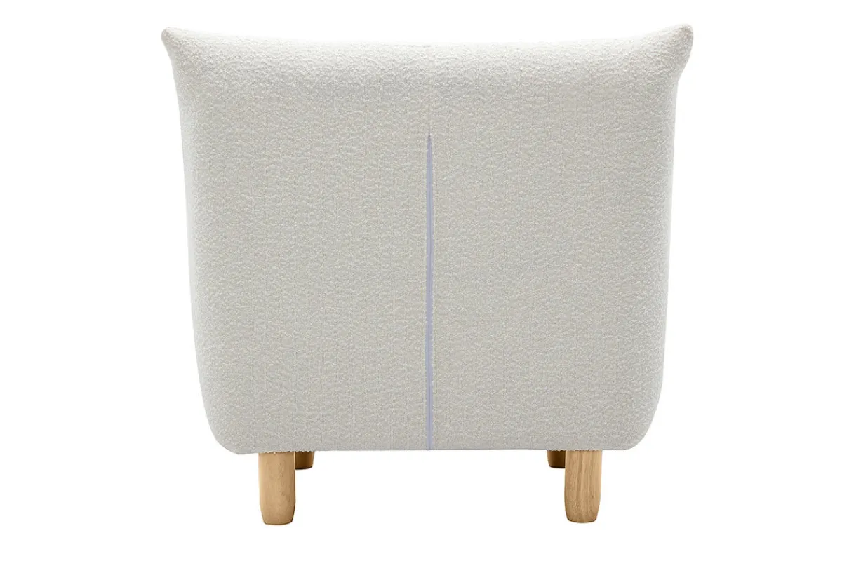 Miliboo Skandinavischer Sessel aus weißem Stoff mit Bouclé-Wolleffekt und hellem Holz YUMI* Design-sessel|Sessel