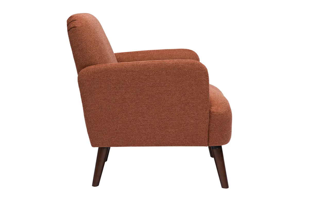 Miliboo Skandinavischer Sessel aus samtigem texturiertem Stoff in verbrannter Erde und dunklem Holz ISKO* Design-sessel|Sessel