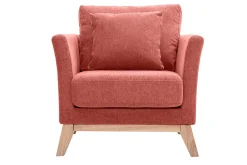 Miliboo Skandinavischer Sessel aus terracottafarbenem Stoff mit Samteffekt, abnehmbarem Bezug und hellem Holz OSLO* Design-sessel|Sessel