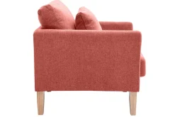 Miliboo Skandinavischer Sessel aus terracottafarbenem Stoff mit Samteffekt, abnehmbarem Bezug und hellem Holz OSLO* Design-sessel|Sessel