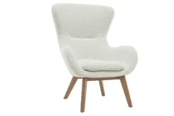 Miliboo Skandinavischer Sessel aus weißem, gelocktem Woll-Effekt-Stoff und Holz ESKUA* Design-sessel|Sessel