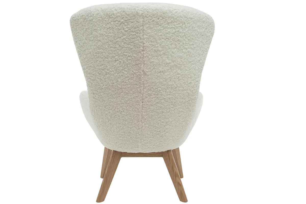 Miliboo Skandinavischer Sessel aus weißem, gelocktem Woll-Effekt-Stoff und Holz ESKUA* Design-sessel|Sessel