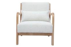 Miliboo Skandinavischer Sessel aus weißem Stoff mit Bouclé-Wolleffekt und hellem Massivholz DERRY* Design-sessel|Sessel