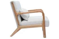 Miliboo Skandinavischer Sessel aus weißem Stoff mit Bouclé-Wolleffekt und hellem Massivholz DERRY* Design-sessel|Sessel