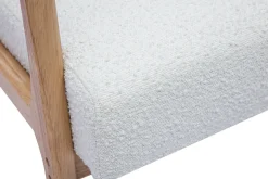 Miliboo Skandinavischer Sessel aus weißem Stoff mit Bouclé-Wolleffekt und hellem Massivholz DERRY* Design-sessel|Sessel
