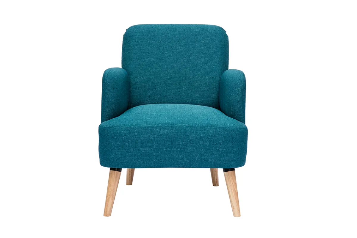 Miliboo Skandinavischer Sessel in Entenblau und hellem Holz ISKO* Design-sessel|Sessel
