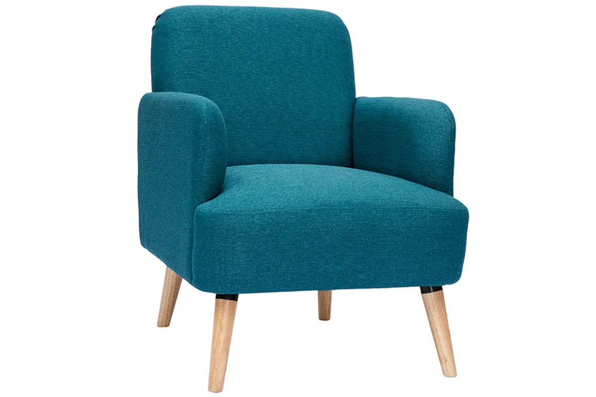 Miliboo Skandinavischer Sessel in Entenblau und hellem Holz ISKO* Design-sessel|Sessel