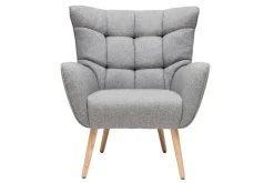 Miliboo Skandinavischer Sessel in hellgrauem Stoff und Holz AVERY* Design-sessel|Sessel
